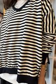 The Sunday Morning Stripe V Slouch Sweatshirt Black Ecru